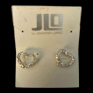 JLO by Jennifer Lopez silver crystal heart earrings NWT NEW gift 🎁